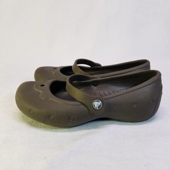 Crocs Toddler Slip On Mary Jane Shoes Size 12/13 (Child) Brown Kids Girls - Picture 5 of 11